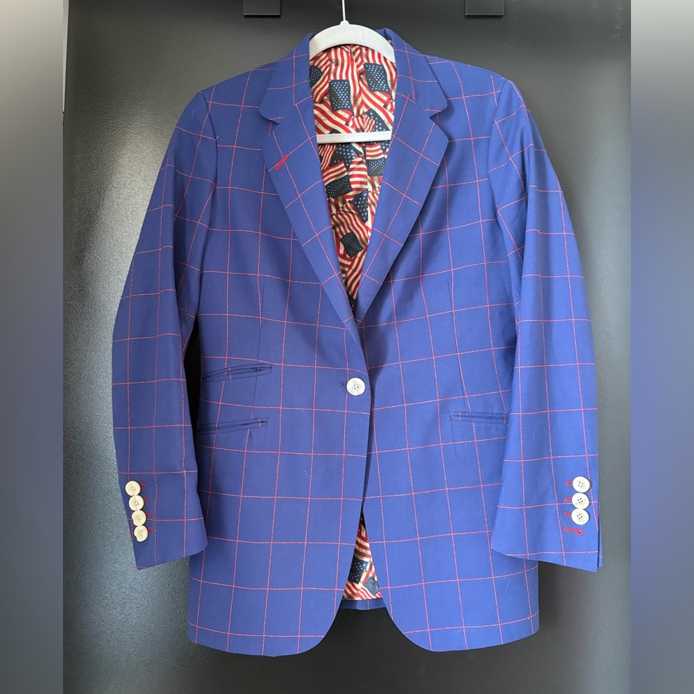 Stylish Navy Checkered Men's Blazer
